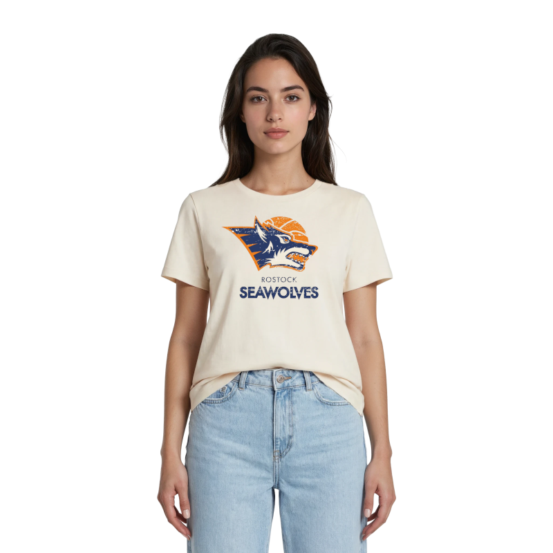 Frau mit T-Shirt offwhite