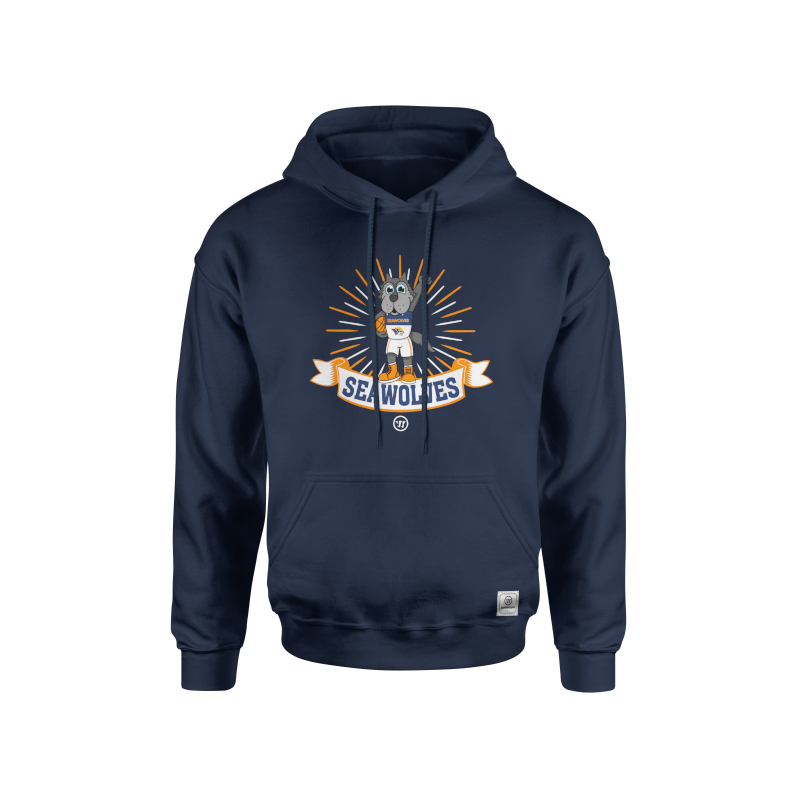 blauer Kinderhoodie mit WOLFI Print