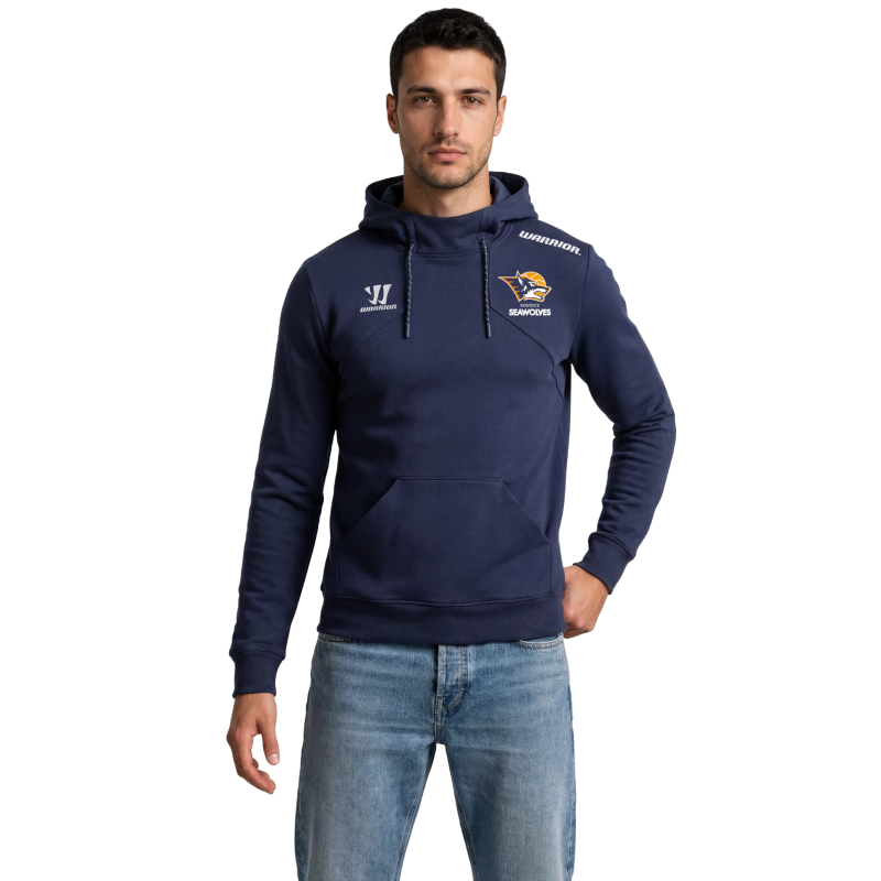Mann mit Hoodie navy